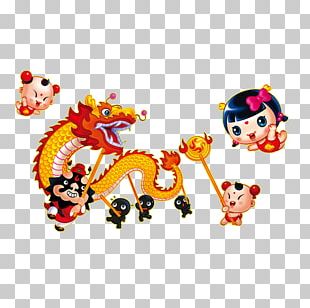 Lion Dance Chinese New Year Dragon Dance Cartoon Illustration PNG ...