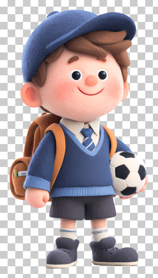 Schoolboy With Soccer Ball - Boy With Soccer Ball Ready For School PNG