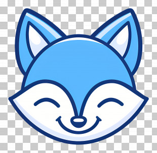 Wolf Head - Smiling Blue Fox Face Illustration PNG