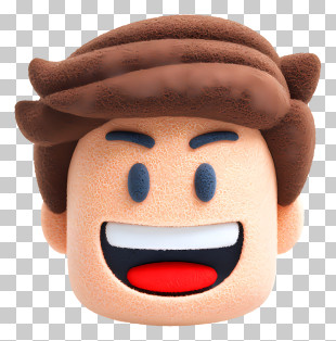 Roblox Face - Cartoon Character With Brown Hair PNG