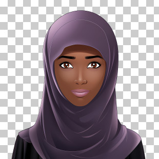 Woman With Veil - Woman In Elegant Purple Hijab Portrait PNG