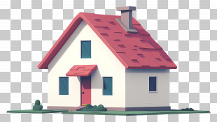 House Logo - Small White House With Red Roof PNG