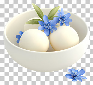 Rasgulla - White Bowl With Blue Flowers PNG