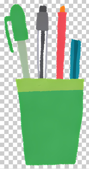 Icon - Green Pen Holder With Pens PNG