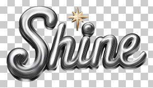 Word Shine On - Shiny Metallic Text Design PNG