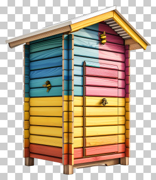 Wooden Beehive - Colorful Beehive With Bees PNG