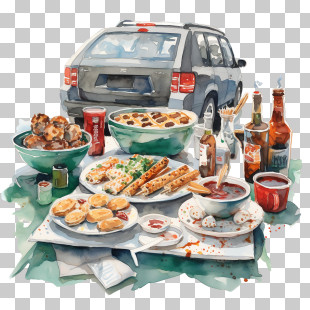 Tailgating Day - Tailgate Party Food Spread PNG
