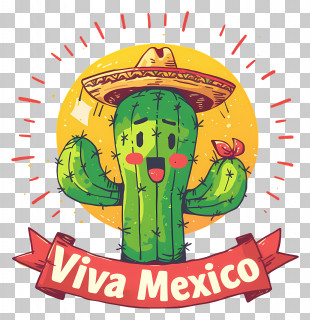 Viva Mexico - Cactus In Sombrero Cartoon For Viva Mexico PNG