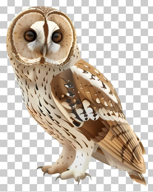 Tawny Owl - Illustrated Owl With Detailed Feathers PNG