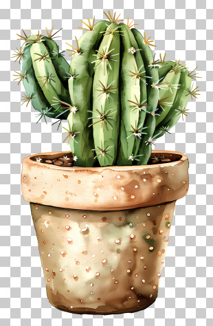 Cactus - Green Potted Cactus Illustration PNG