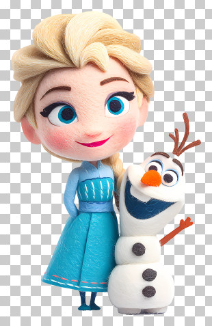 Frozen Elsa Holding Olaf - Blonde Woman With Snowman In Blue Dress PNG