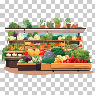 Vegetarian Food Market - Vegetable Stall Illustration PNG