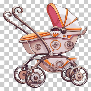 Baby Carriage - Antique Baby Carriage Illustration PNG
