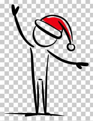 Christmas Stick Figure - Stick Figure With Santa Hat Illustration PNG