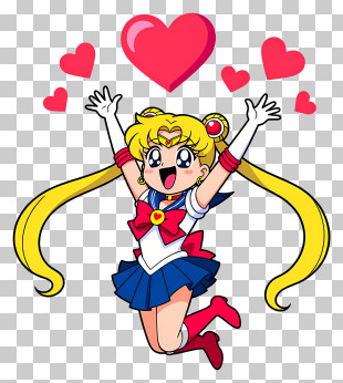 Sailor Moon Fall In Love - Cheerful Magical Girl With Hearts PNG