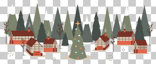 Small Village - Christmas Village With Snowy Trees PNG
