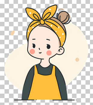 Cute Girl With Yellow Headband PNG