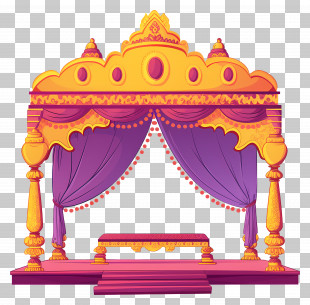 Indian Wedding Stage - Ornate Stage With Purple Curtains PNG