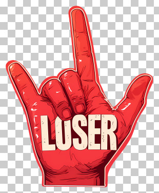 Loser - Red Hand Gesture With Text PNG