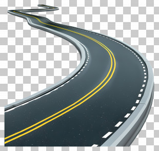 Highway Road - Curved Asphalt Road With Yellow Lines PNG