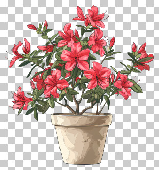 Azalea Plant - Azalea Flower Pot With Pink Flowers PNG