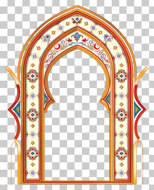 Islamic Frame - Ornate And Colorful Arch Window Design PNG