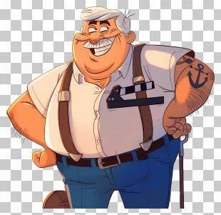Albert Reynolds - Smiling Cartoon Man With Tattoo PNG
