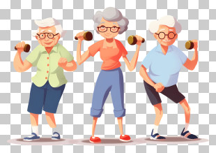 Elderly Exercise - Elderly People Exercising Together PNG