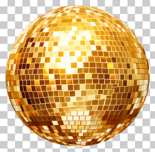 New Year - Shiny Gold Disco Ball For Party Decor PNG