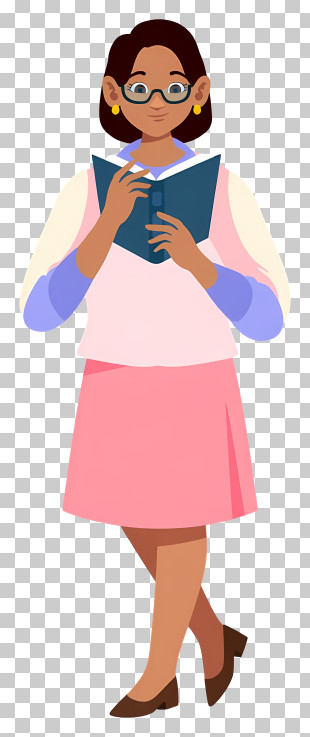 Woman Reading Book Illustration PNG