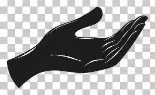 Open Hand - Black Hand Silhouette Gesture PNG