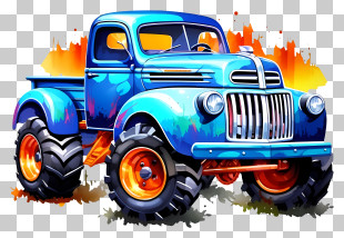 Old Style Truck - Vintage Blue Truck With Classic Design PNG