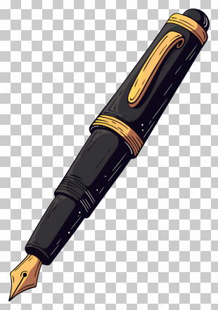 Fountain Pen - Luxury Black Fountain Pen With Gold Accents PNG