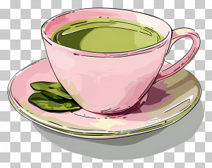 Green Tea - Pink Teacup With Green Tea PNG