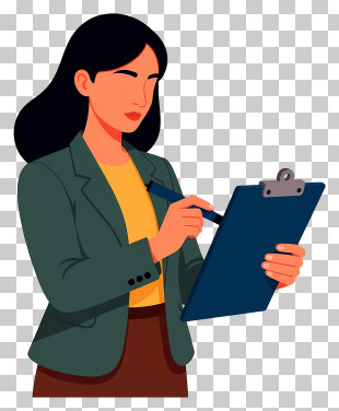 Businesswoman Checking Clipboard PNG