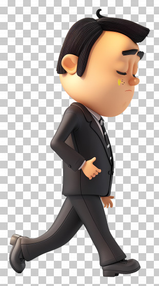 Tired Businessman Walking - Sad Cartoon Businessman Walking Animation PNG