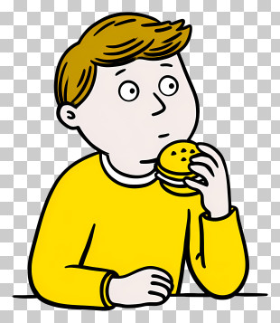 Cartoon Boy Eating Food - Boy Eating Burger Cartoon Illustration PNG