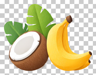 Coconut And Banana - Coconut And Banana With Leaves PNG