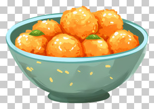 Laddu - Bowl Of Orange Spherical Sweets PNG