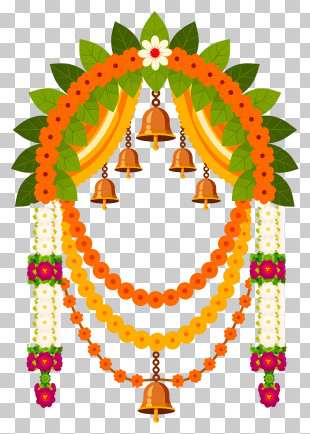 Floral Bell Garland Decoration PNG