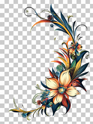 Corner - Stylish Colorful Floral Artwork PNG