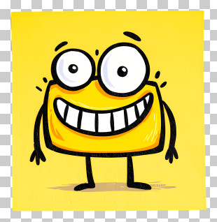 Cartoon Sticky Note - Happy Yellow Cartoon Character PNG