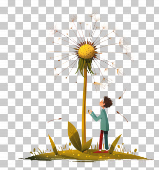 Dandelion - Boy With Tall Dandelion PNG