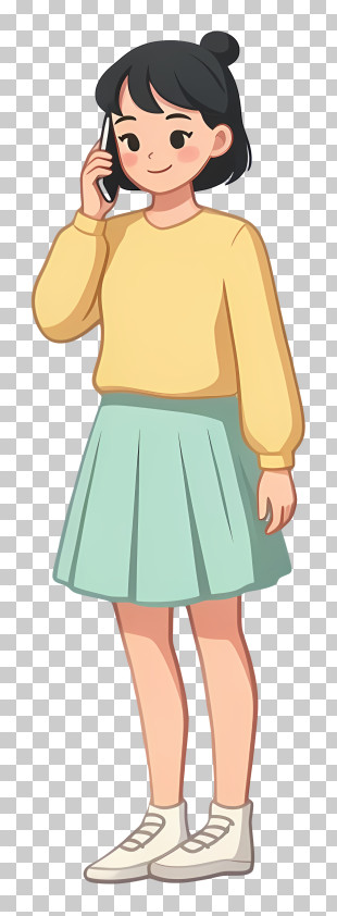 Girl Talking On Phone PNG