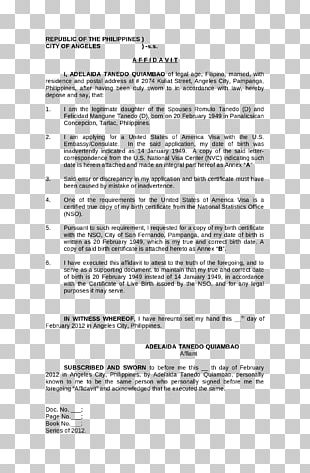 Document Birth Certificate Affidavit Date De Naissance PNG