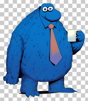 Blue Monster - Blue Monster With Coffee PNG