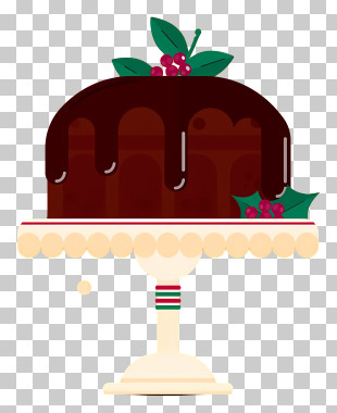 Chocolate Cake - Chocolate Cake With Holly Decoration PNG