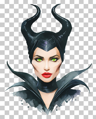 Maleficent - Horned Dark Sorceress Portrait PNG