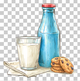 Milk And Cookies - Milk And Cookies With Bottle PNG
