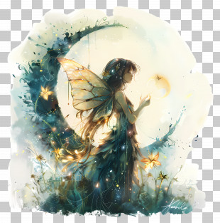 Summer Night - Ethereal Fairy In A Magical Setting Artwork PNG